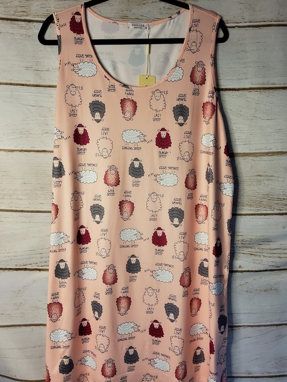Women's Sleeveless Nightgown Trio -Light Blue Moon & Stars, Pink Sheep Print 2XL - Picture 7 of 16